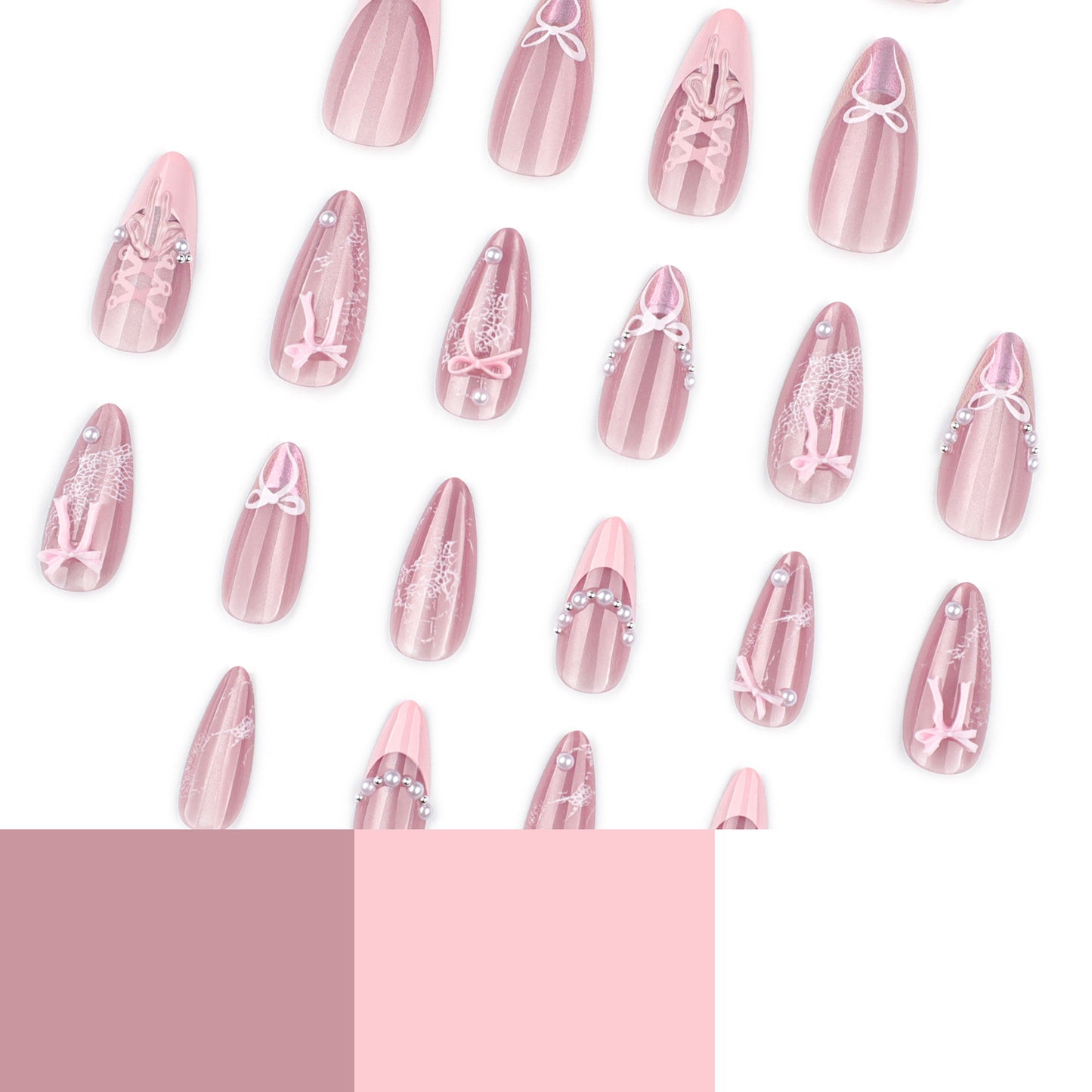 Sweet Pink 3D Bow French Tip Nail Art JP4269