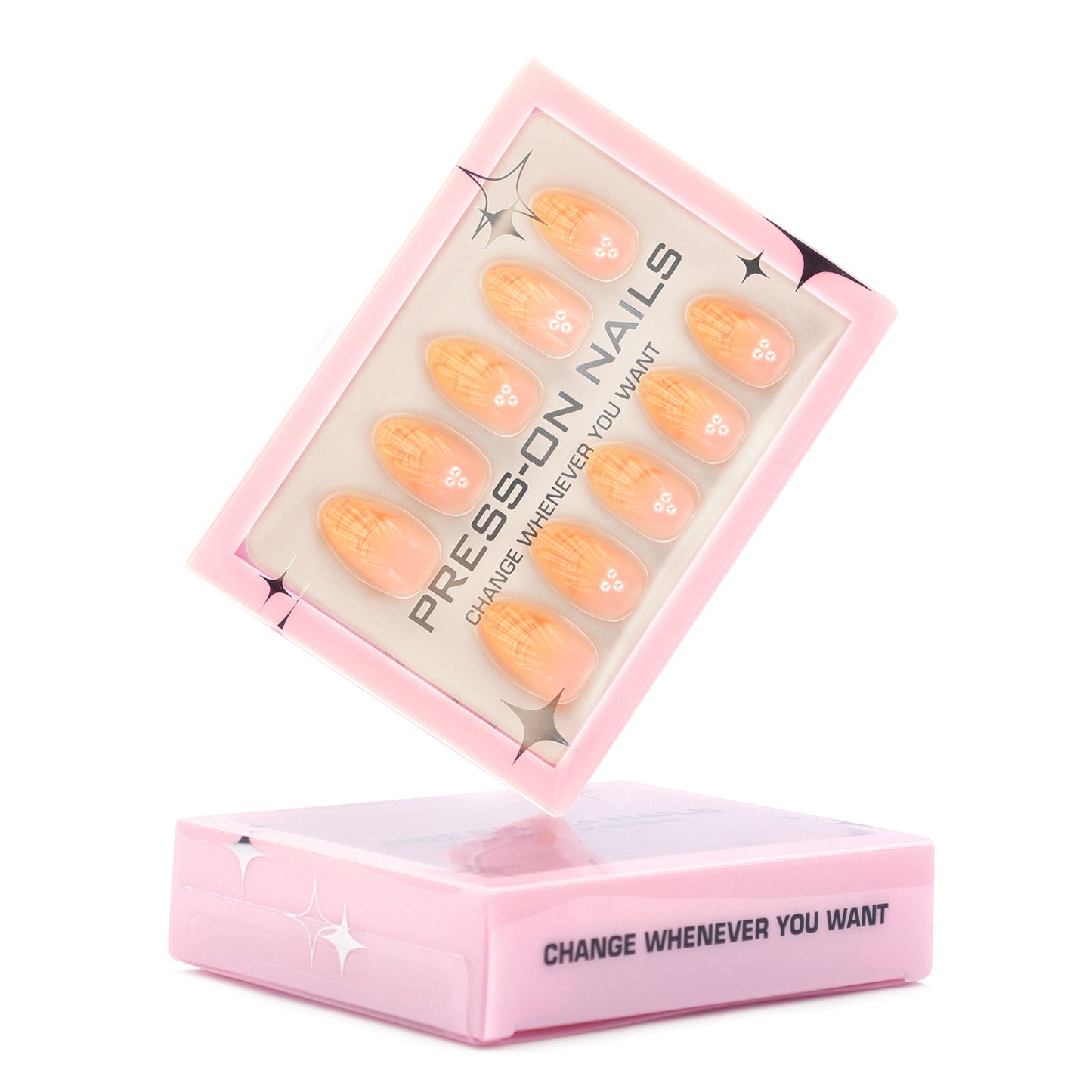 Orange French 3D Shell & Pearl Press-On Nails GD14