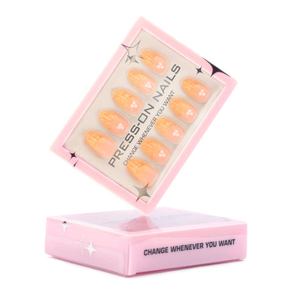 Orange French 3D Shell & Pearl Press-On Nails GD14