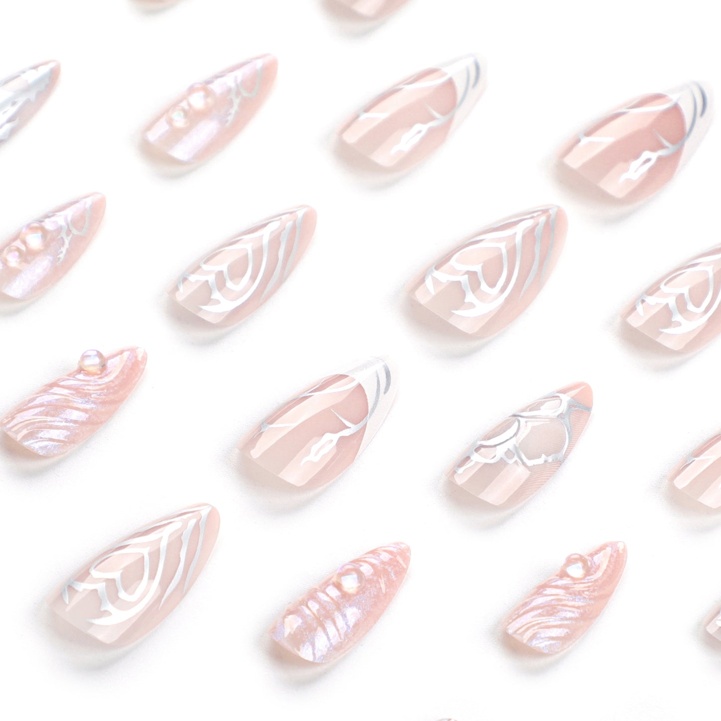 Handmade 3D Sculpted Water Ripple Press-on Nails JP2786