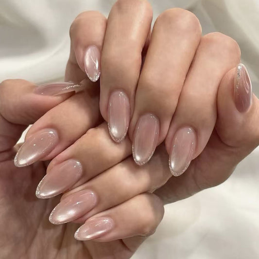 Soft French Glitter Nails JP4189