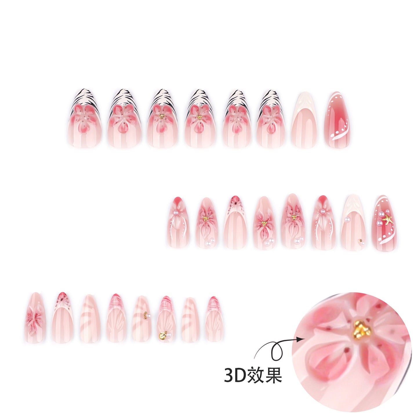 Handmade 3D Sculpted Flower Press-on Nails JP4076