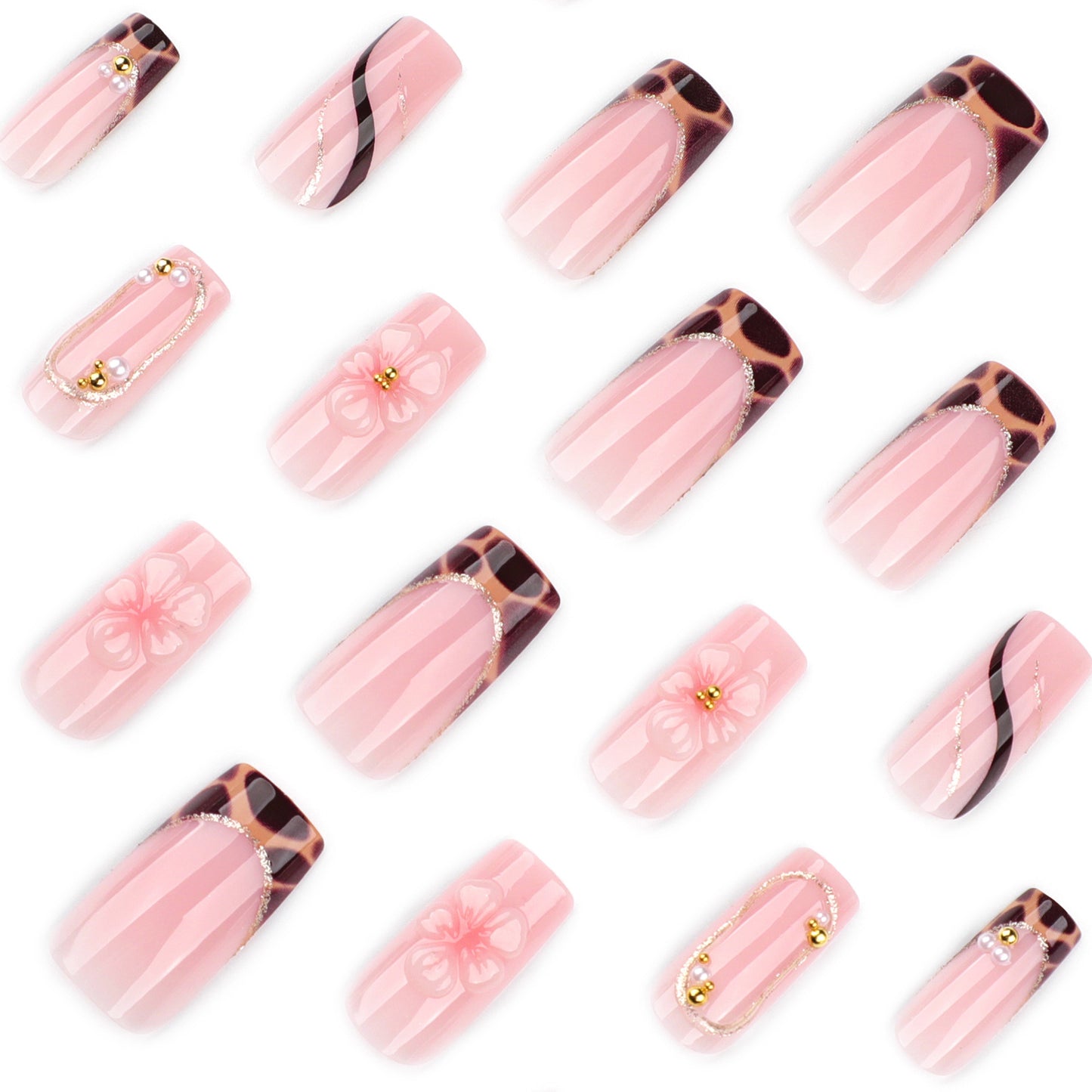 Classic French Manicure with Amber Tortoise & Webbing  JP4280