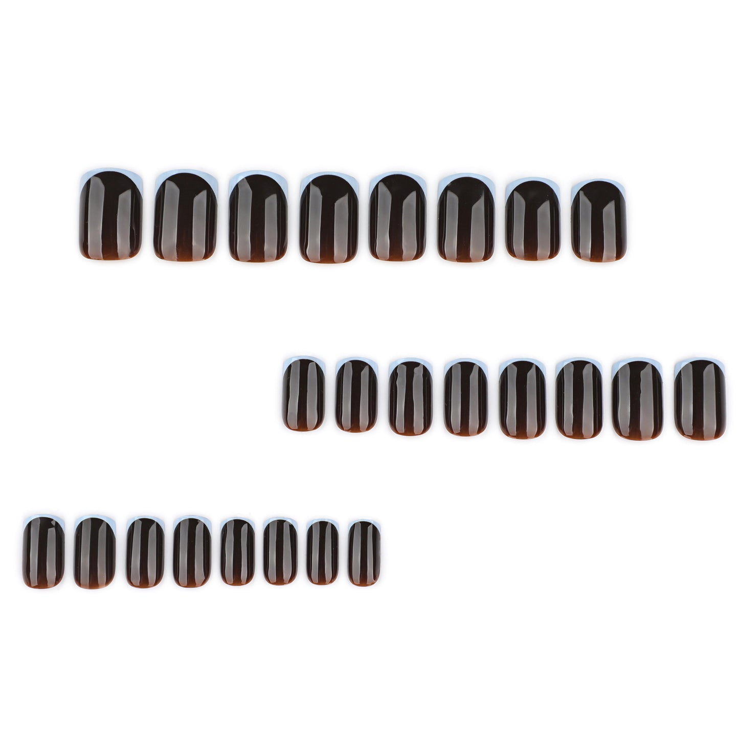 French Light Gray Blue & Brown Tone Nails JP4180