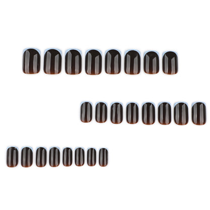 French Light Gray Blue & Brown Tone Nails JP4180