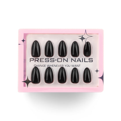 Solid Black Press-On Nails GD43