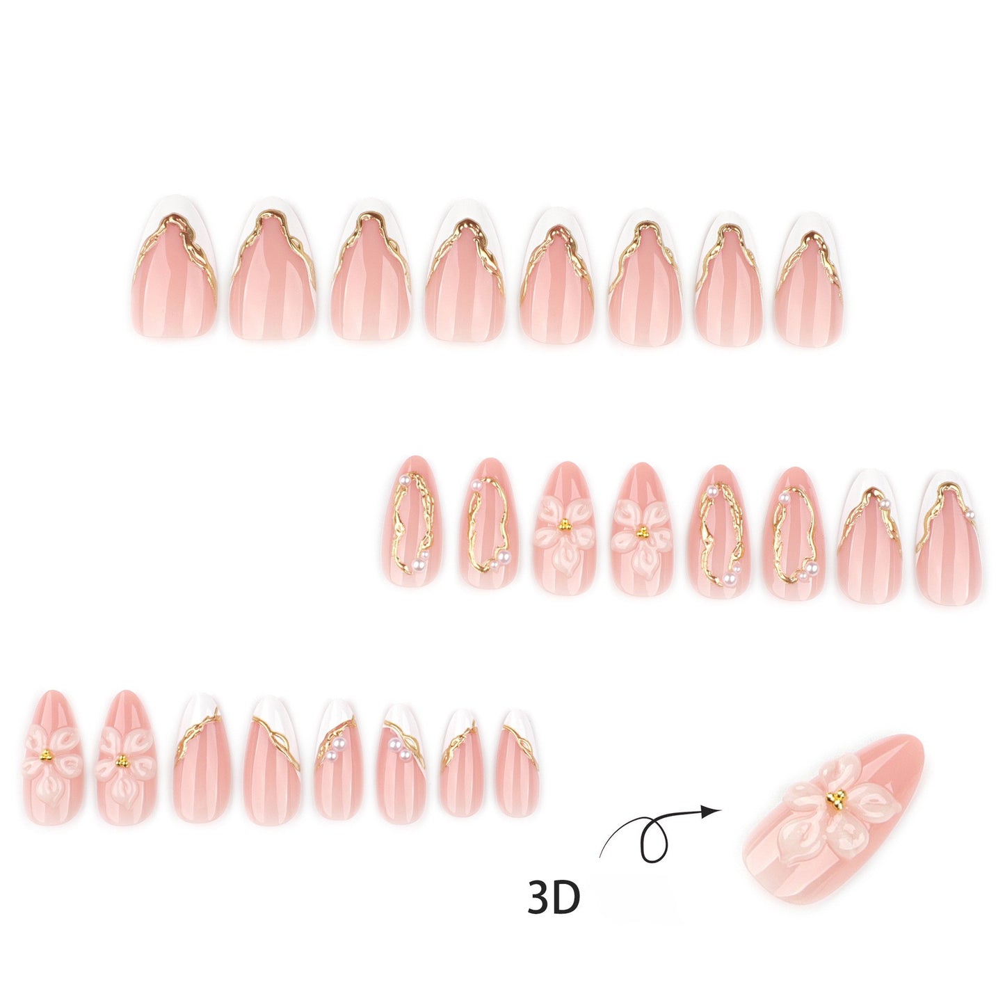 Handmade 3D Sculpted Flower Press-on Nails JP4283