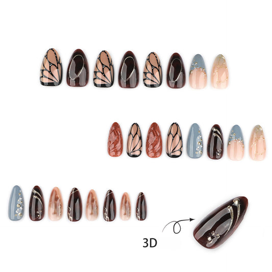 Handmade 3D Sculpted Pearlescent Press-on Nails JP4118
