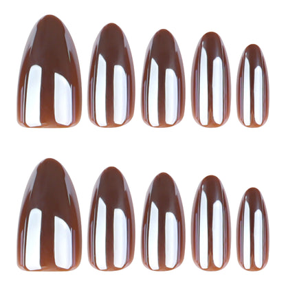 Minimalist Brown Solid Press-On Nails GD61