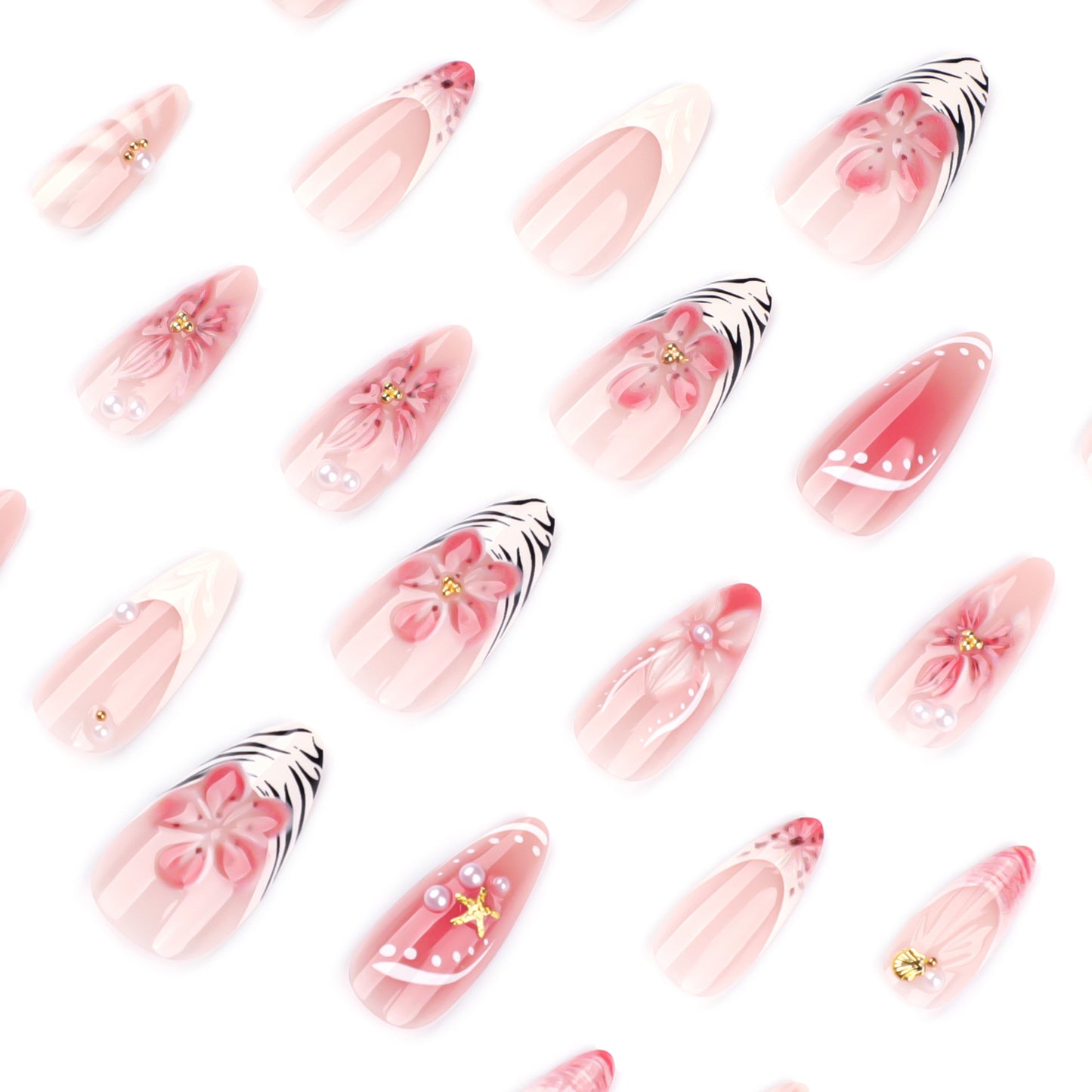 Handmade 3D Sculpted Flower Press-on Nails JP4076